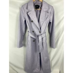 7 FOR ALL MANKIND purple Faux Leather Double Breasted Trench Coat XS